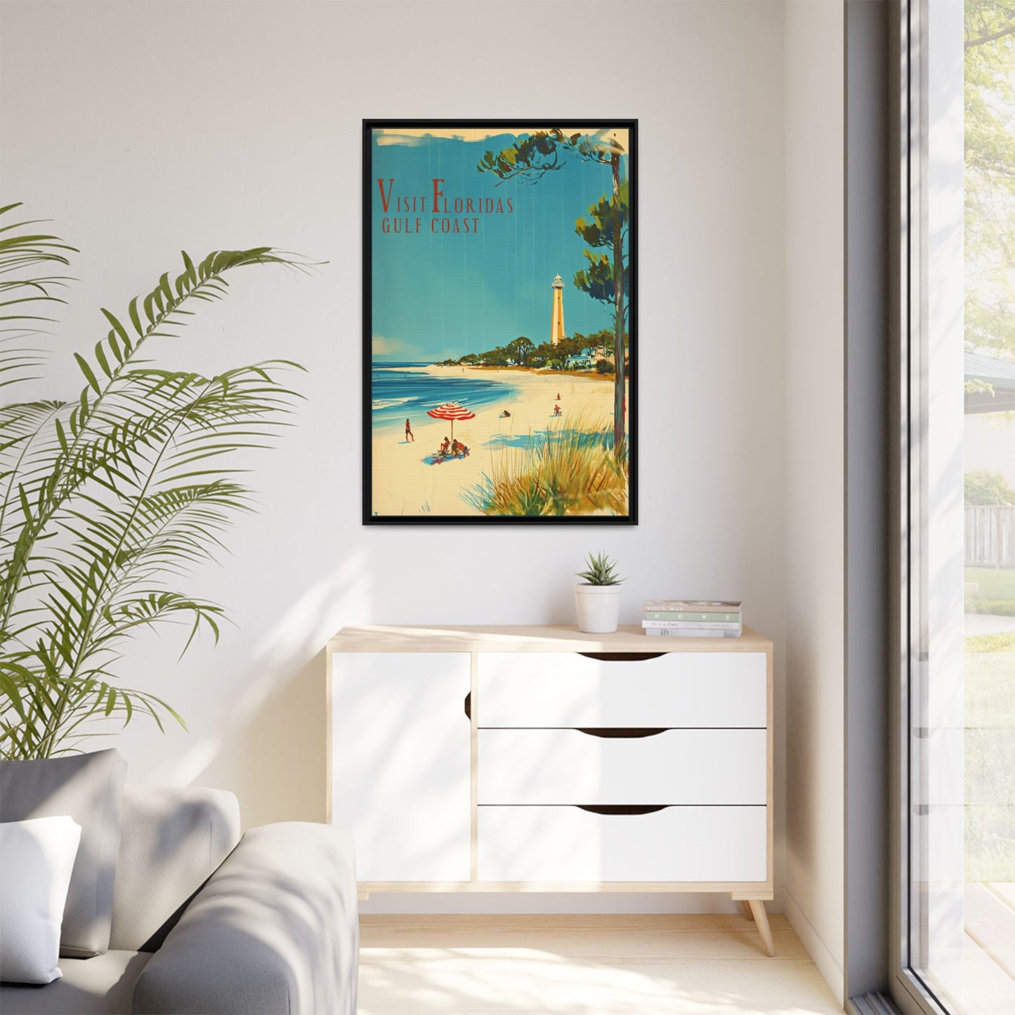 "Visit Florida's Gulf Coast – Vintage Wall Art of Coastal Bliss" Matte Canvas, Black Frame