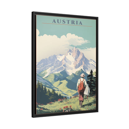 "Austria Vintage Travel Poster | Matte Canvas with Black Frame"