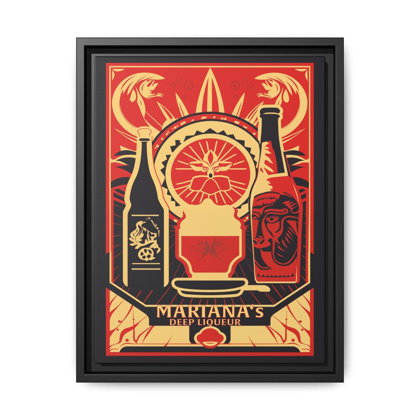 "Vintage Mariana's Deep Liqueur Poster - Matte Canvas Wall Art with Black Frame" Matte Canvas, Black Frame