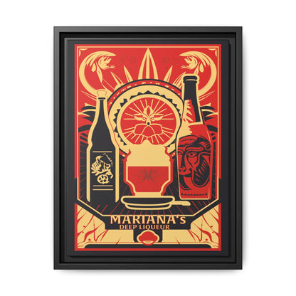 "Vintage Mariana's Deep Liqueur Poster - Matte Canvas Wall Art with Black Frame" Matte Canvas, Black Frame