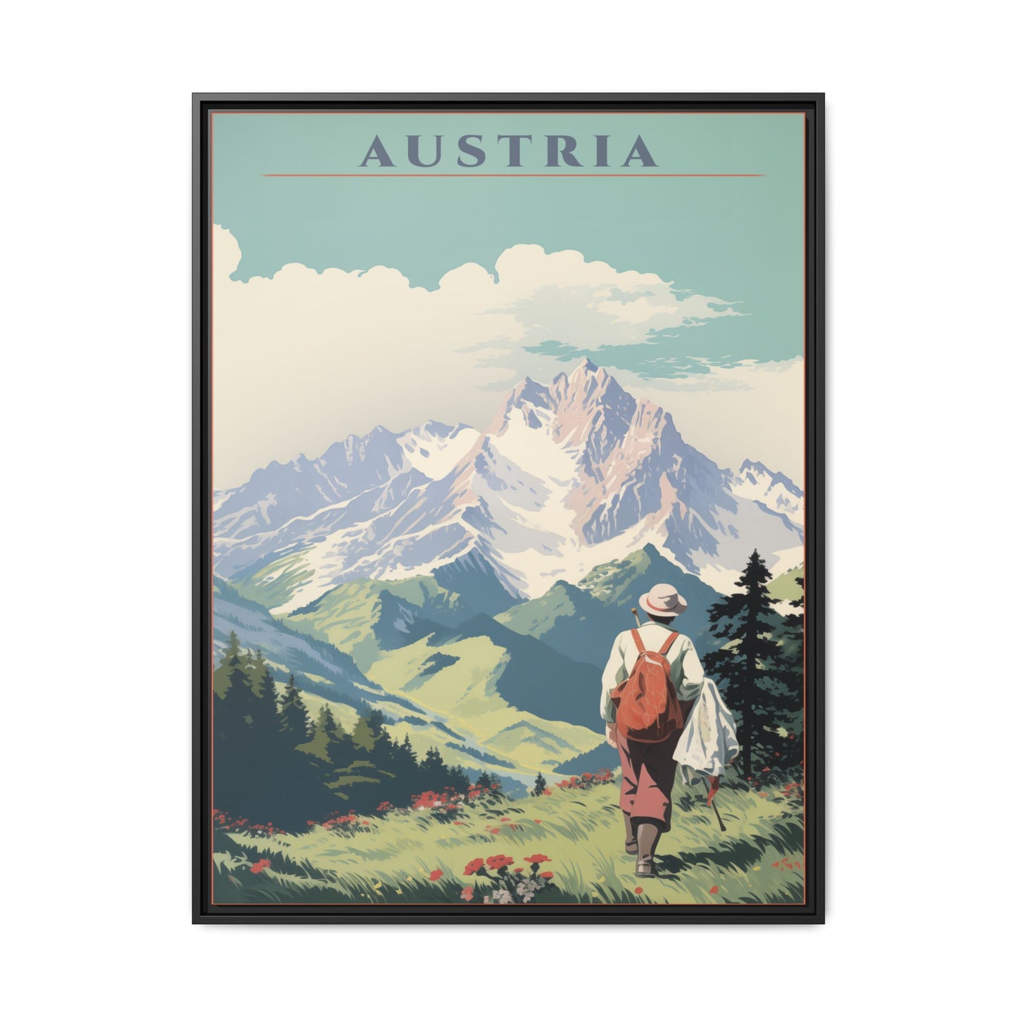 "Austria Vintage Travel Poster | Matte Canvas with Black Frame"