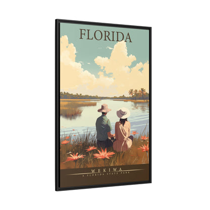 "Vintage Florida Nature Poster - Wekiwa State Park Matte Canvas Wall Art with Black Frame" Matte Canvas, Black Frame
