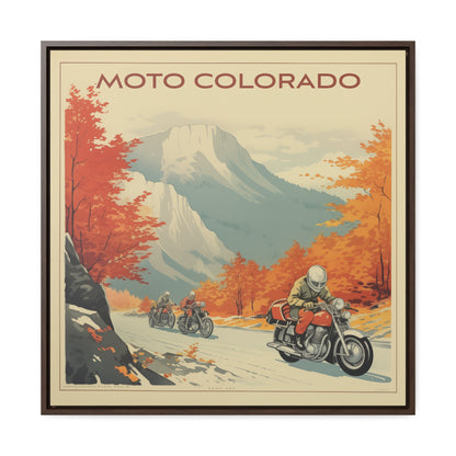 Autumn Ride in Colorado – Vintage Moto, Gallery Canvas Wraps, Square Frame