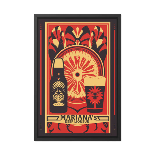 Vintage Art Deco Poster - Mariana's Deep Liqueur - Tropical Flair Framed Posters