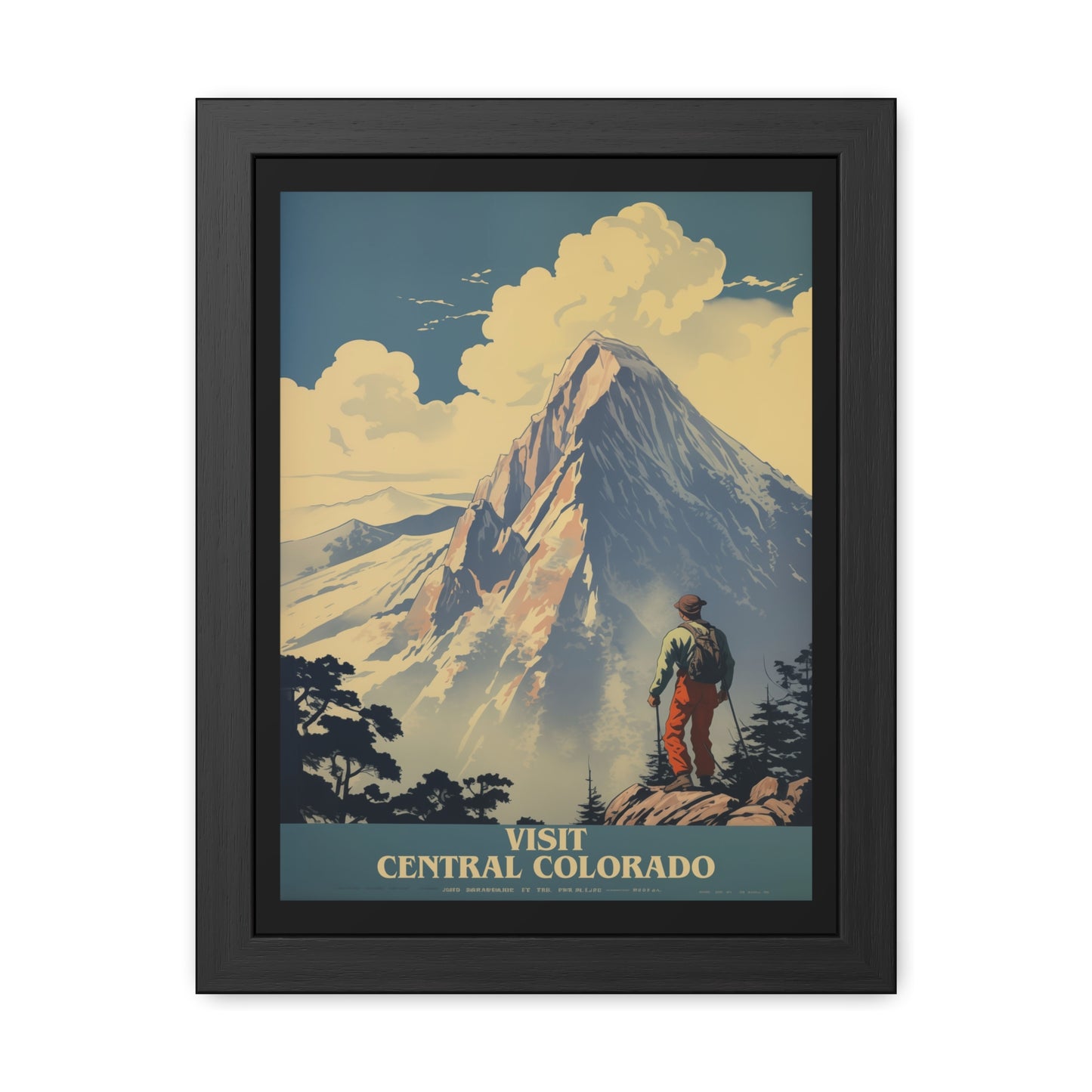 Vintage Colorado Travel Poster - 'Visit Central Colorado' Mountain Adventure Art Framed Posters