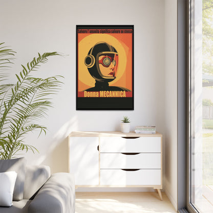 “Vintage Italian Sci-Fi Wall Art Print – Donna Meccanica Retro Futuristic Space ”Matte Canvas, Black Frame