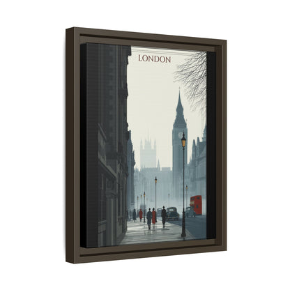 London Street Matte Canvas Print — Framed Vintage Cityscape Wall Art