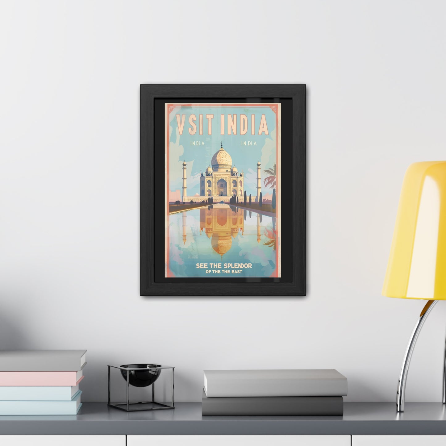 Vintage India Travel Poster — “See the Splendor of the East” | Framed Wall Art by Vintageanna