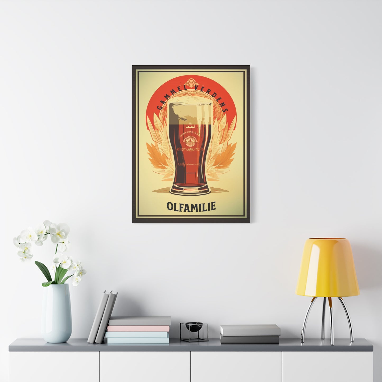 "Vintage Gammel Verdens Beer Denmark Poster - Olfamilie Frameless Stretched Matte Canvas" Matte Canvas, Stretched, 1.25"