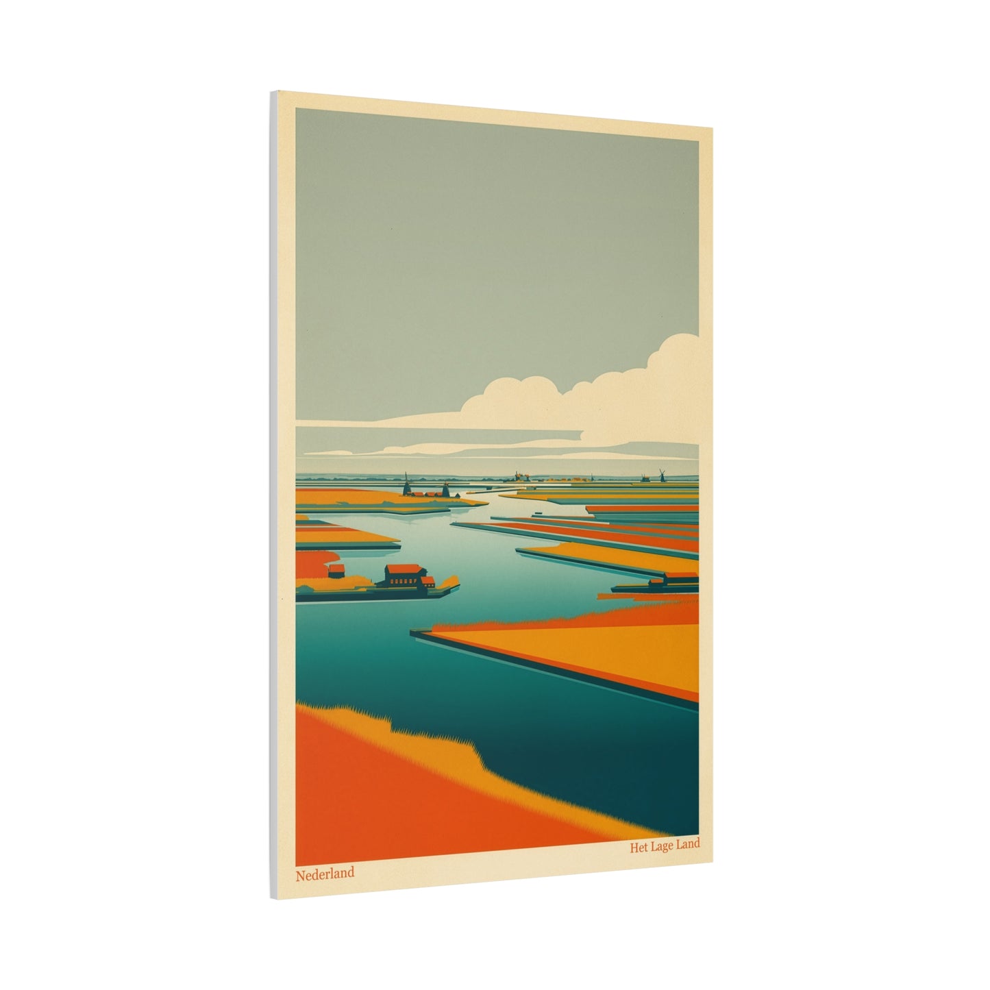 Het Lage Land 3 Vintage Netherlands Landscape Poster | Framed Canvas Print