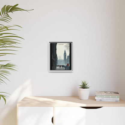 London Street Matte Canvas Print — Framed Vintage Cityscape Wall Art
