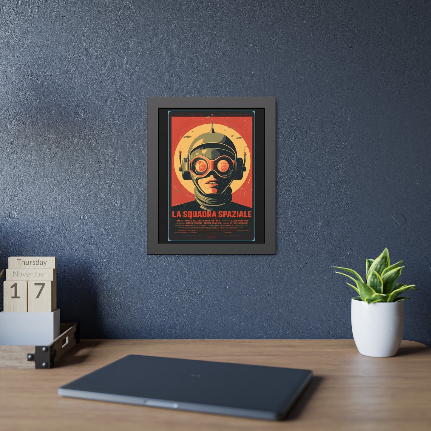Framed Paper Poster — Retro Sci‑Fi 'La Squadra Spaziale' Wall Art
