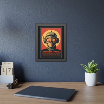 Framed Paper Poster — Retro Sci‑Fi 'La Squadra Spaziale' Wall Art