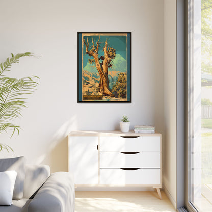 Bristlecone Pine Forest Vintage Travel Poster — Framed Matte Canvas Wall Art
