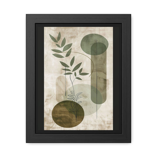 Modern Botanical Framed Poster | Minimalist Nature Wall Art Print, Contemporary Green Décor & Gift for Plant Lovers