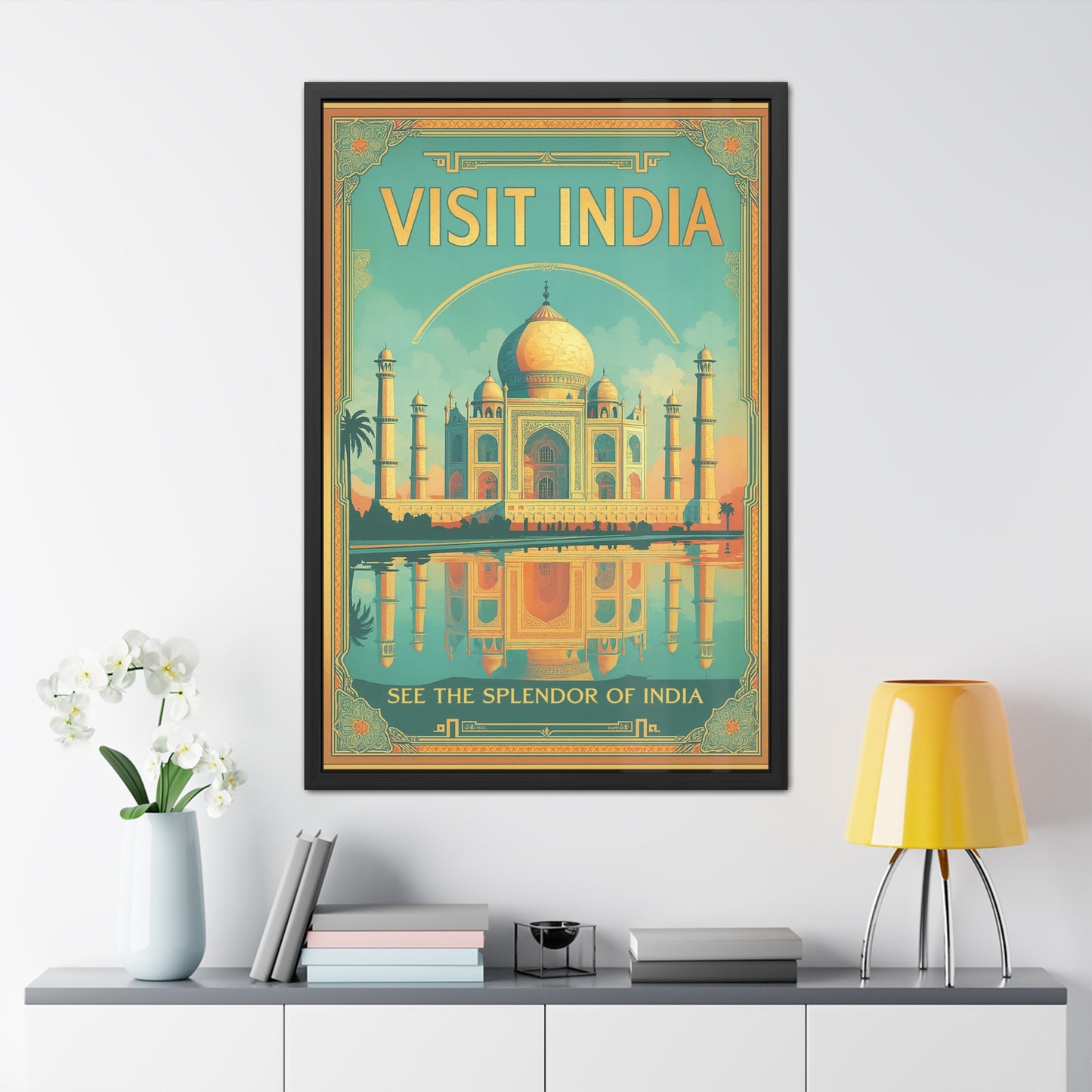 Vibrant Visit India Framed Poster — Wanderlust Travel Art by Vintageanna_M