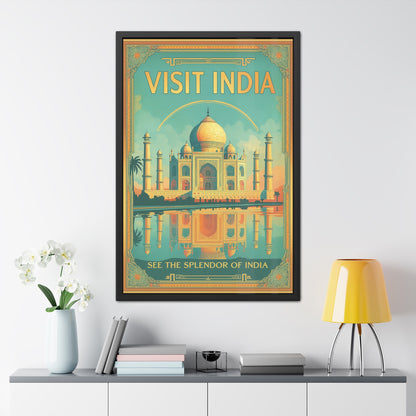 Vibrant Visit India Framed Poster — Wanderlust Travel Art by Vintageanna_M