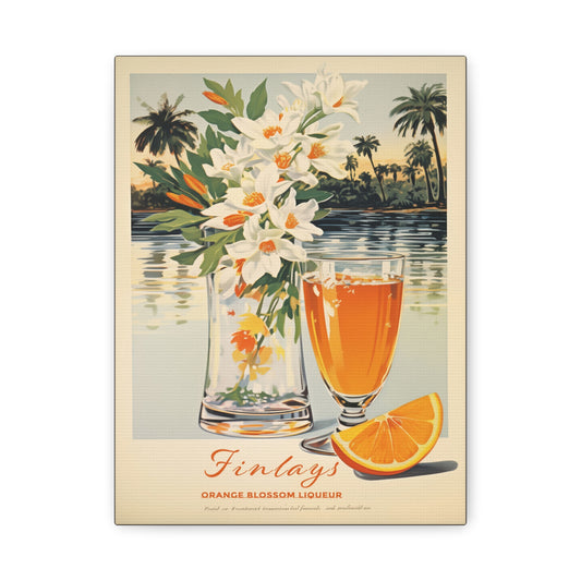 "Vintage Finlay’s Orange Blossom Liqueur Poster - Matte Canvas Stretched Wall Art" Matte Canvas, Stretched, 1.25"