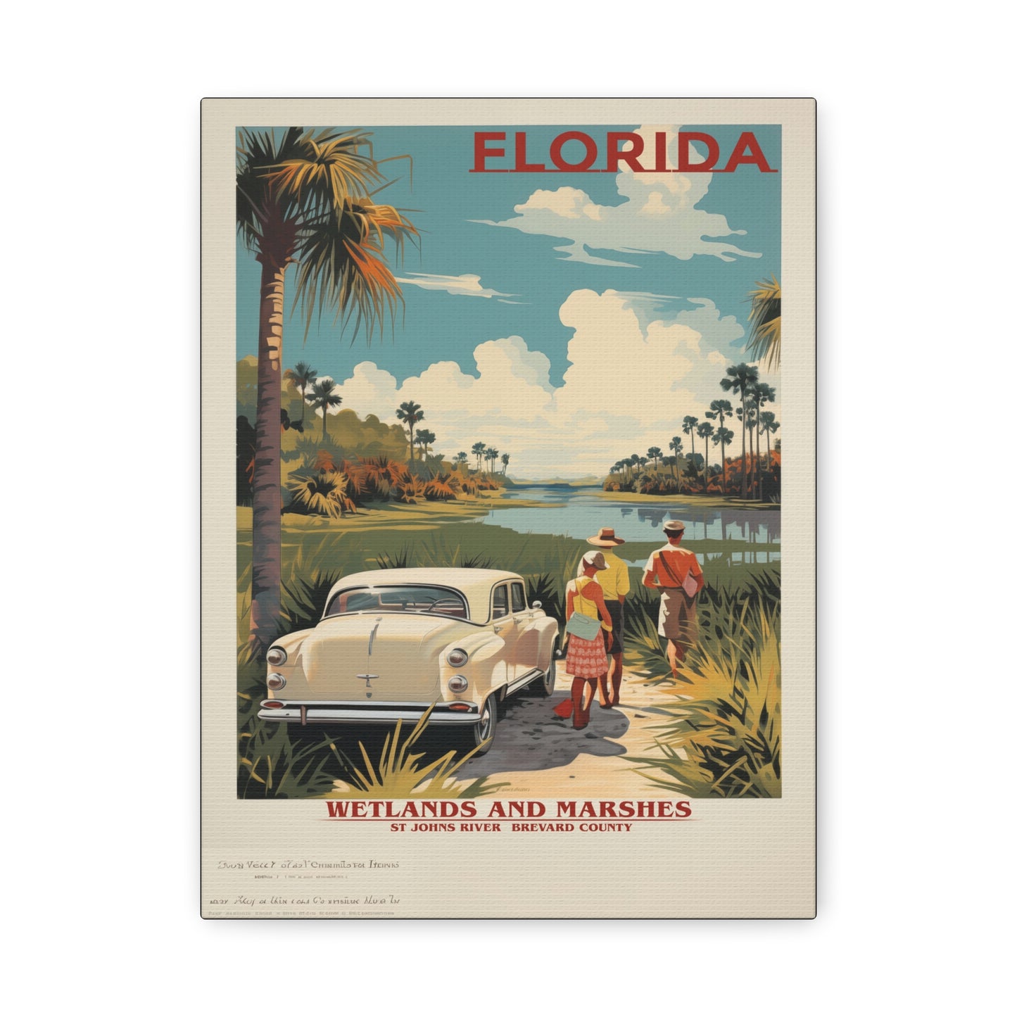 "Vintage Florida Wetlands and Marshes Poster - St. Johns River Matte Stretched Canvas Art" Matte Canvas, Stretched, 1.25"