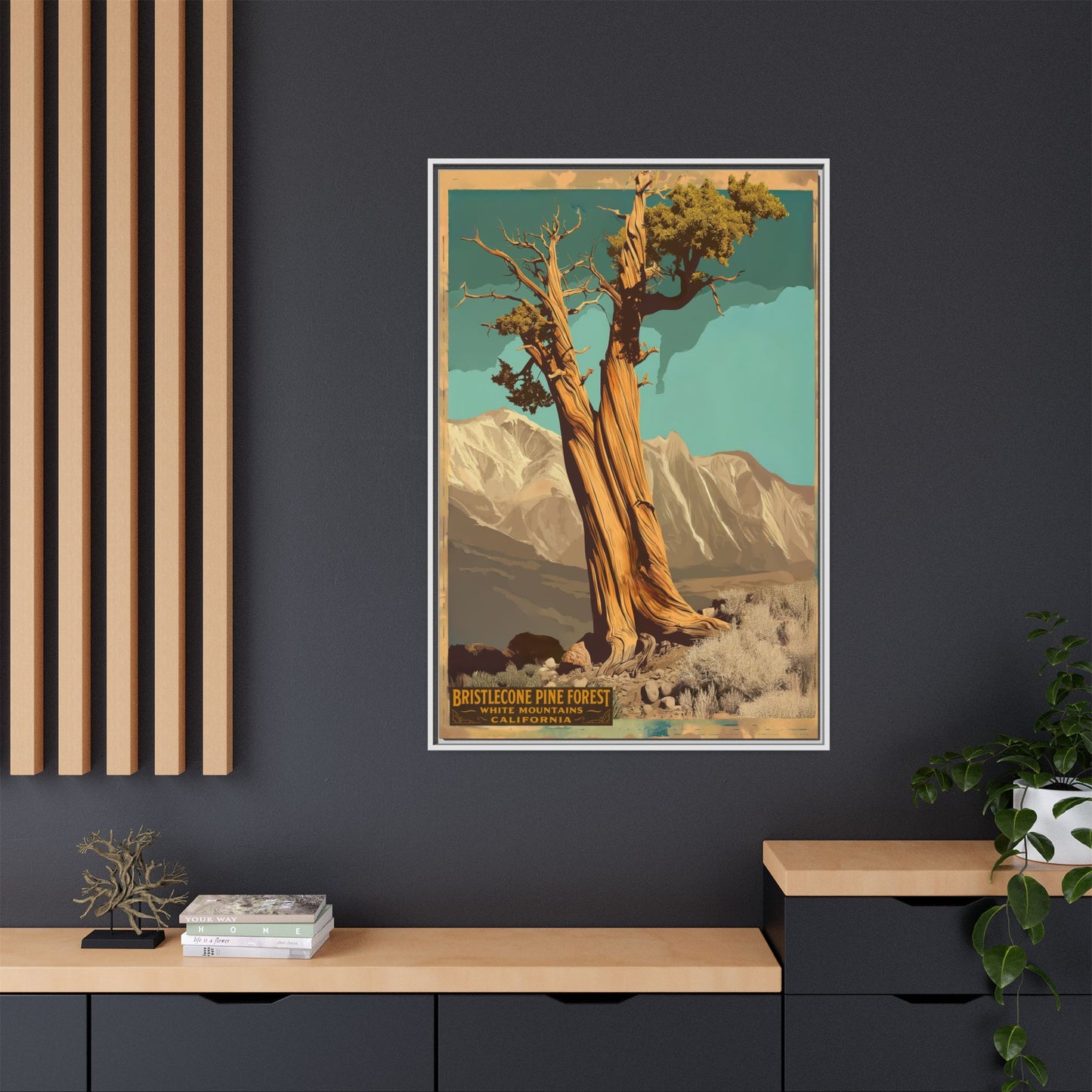 Bristlecone Pine Forest Vintage Art Print — Framed Matte Canvas