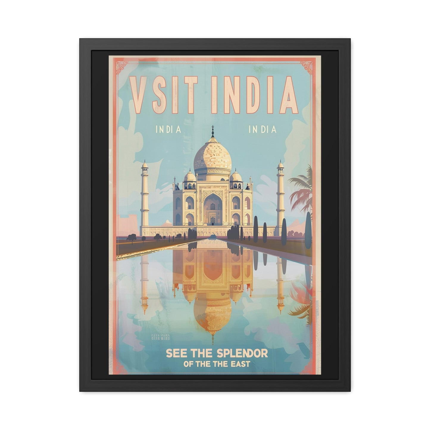 Vintage India Travel Poster — “See the Splendor of the East” | Framed Wall Art by Vintageanna