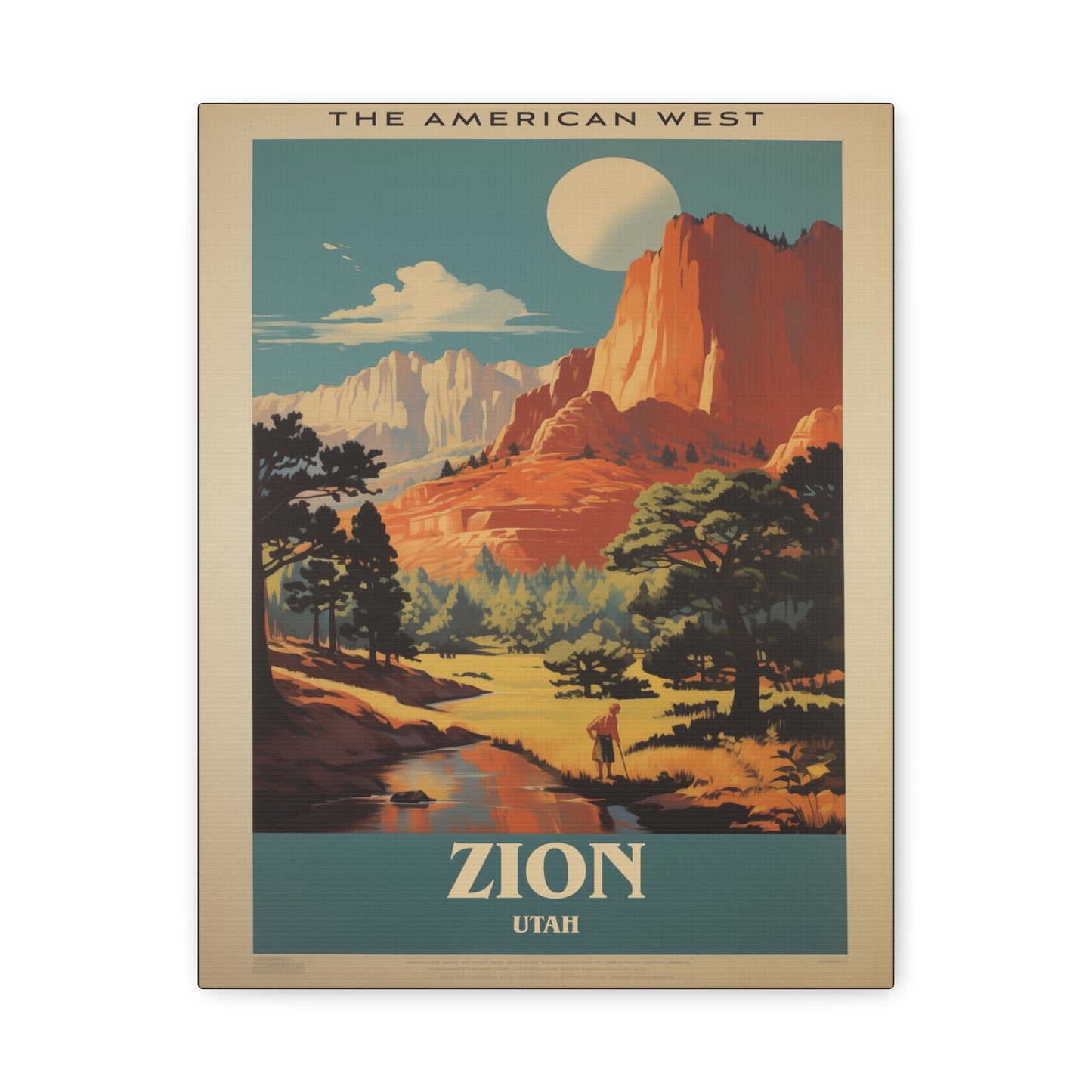 "Vintage Zion National Park Poster - The American West Matte Stretched Canvas" Matte Canvas, Stretched, 1.25"