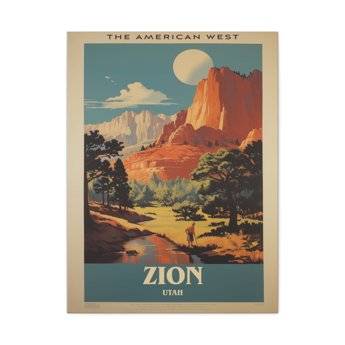 "Vintage Zion National Park Poster - The American West Matte Stretched Canvas" Matte Canvas, Stretched, 1.25"