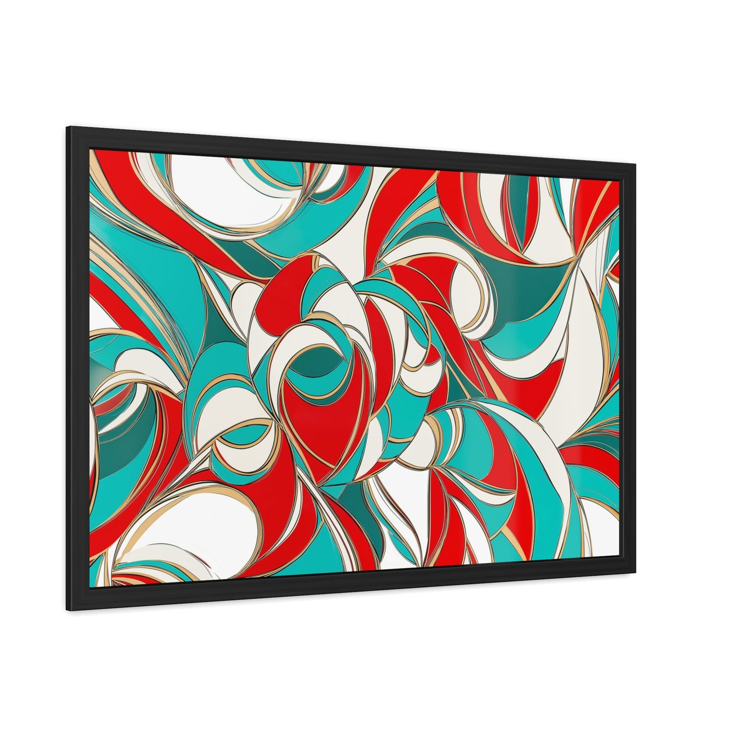 Modern Abstract Framed Poster, Red and Blue Wall Art, Geometric Decor for Contemporary Homes