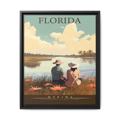 "Vintage Florida Nature Poster - Wekiwa State Park Matte Canvas Wall Art with Black Frame" Matte Canvas, Black Frame