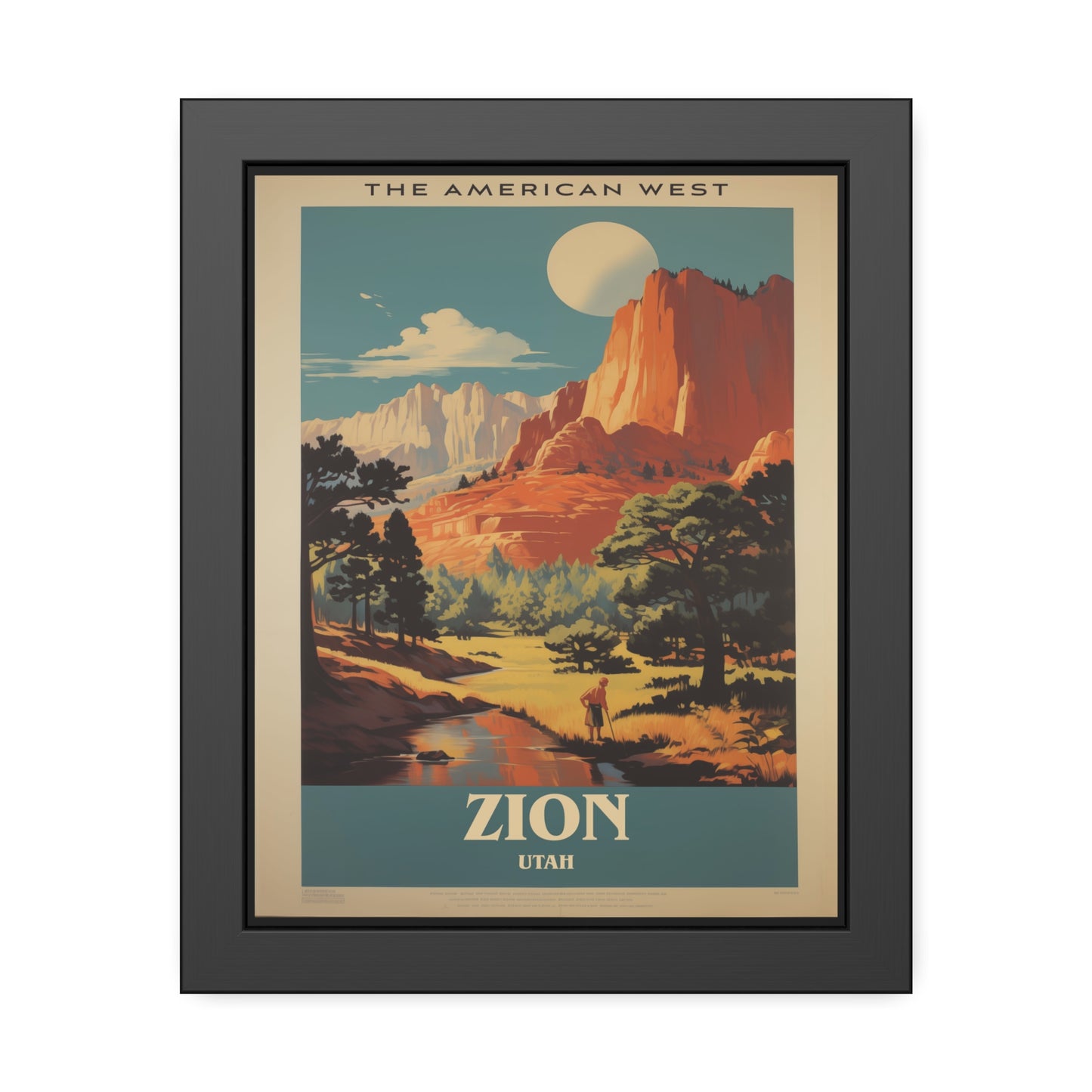 Zion National Park Vintage Travel Poster — Framed Paper Poster