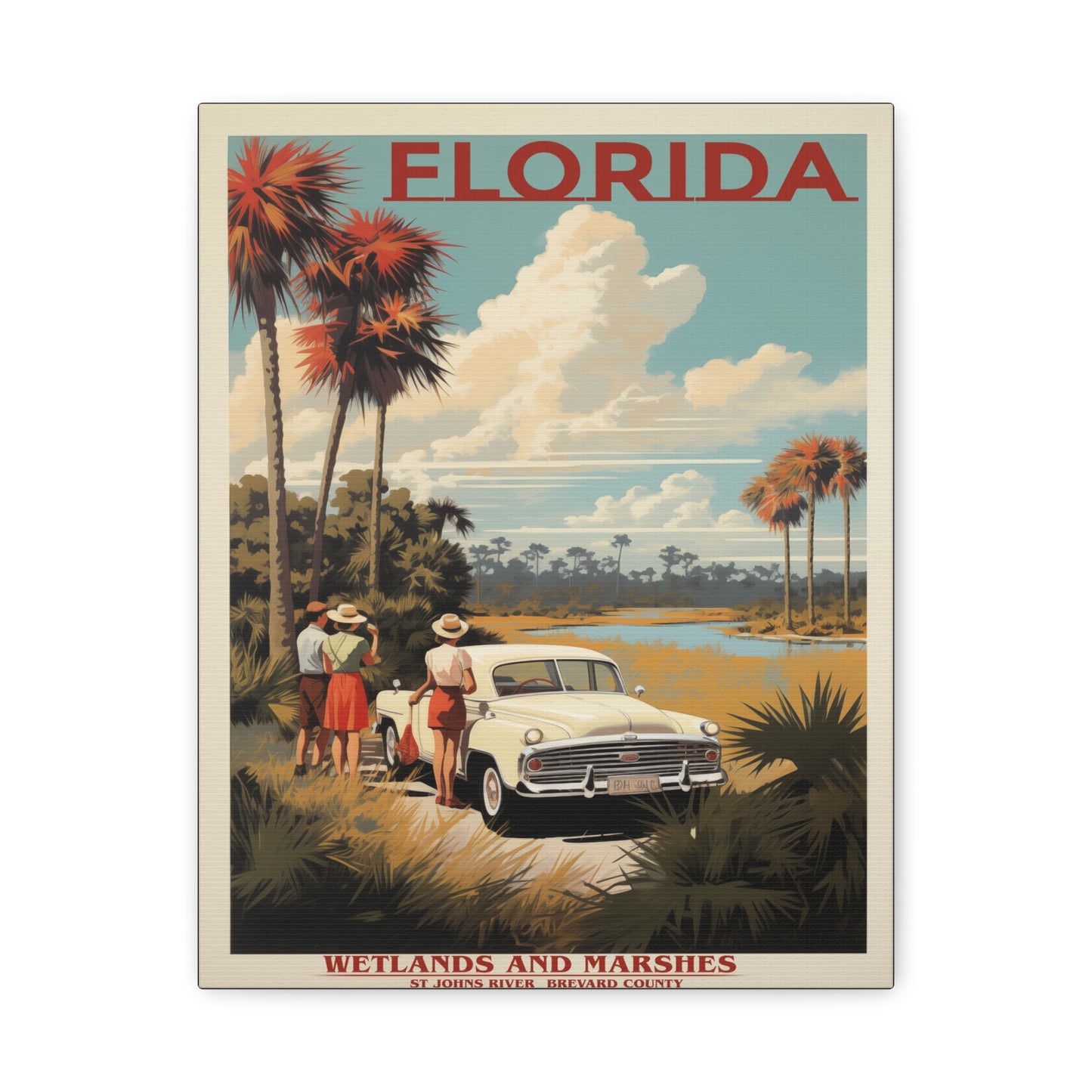 "Vintage Florida Wetlands and Marshes Poster - St. Johns River Matte Stretched Canvas" Matte Canvas, Stretched, 1.25"