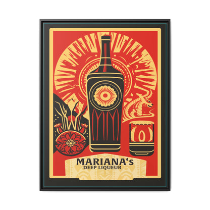 "Vintage Mariana's Deep Liqueur Artwork - Matte Canvas Wall Art with Black Frame" Matte Canvas, Black Frame