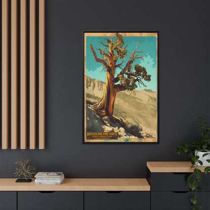 Bristlecone Pine Forest Framed Canvas Print — Vintage National Park Travel Poster