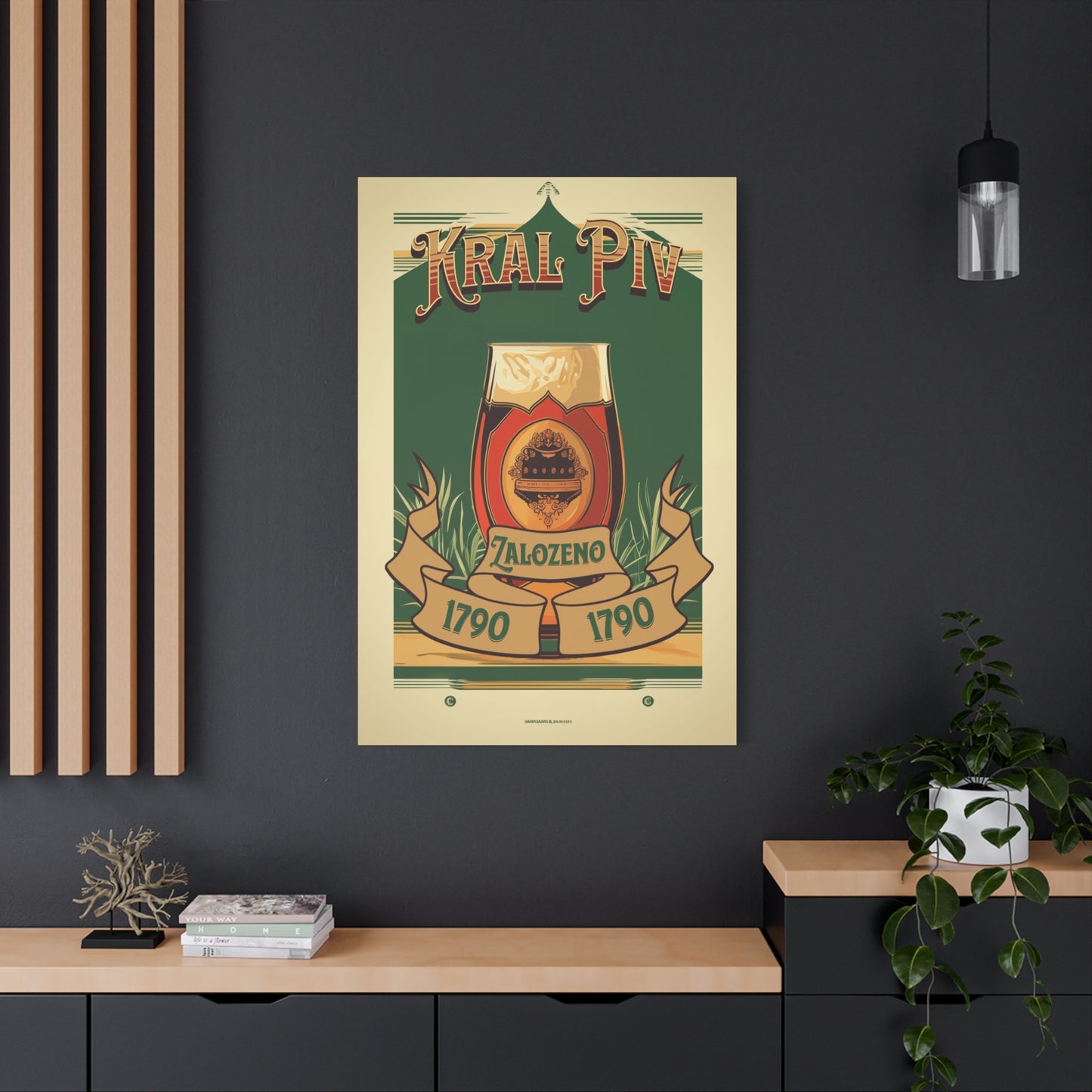 "Vintage Kral Piv Beer Poster - Zalozeno 1790 Frameless Stretched Matte Canvas" Matte Canvas, Stretched, 1.25"