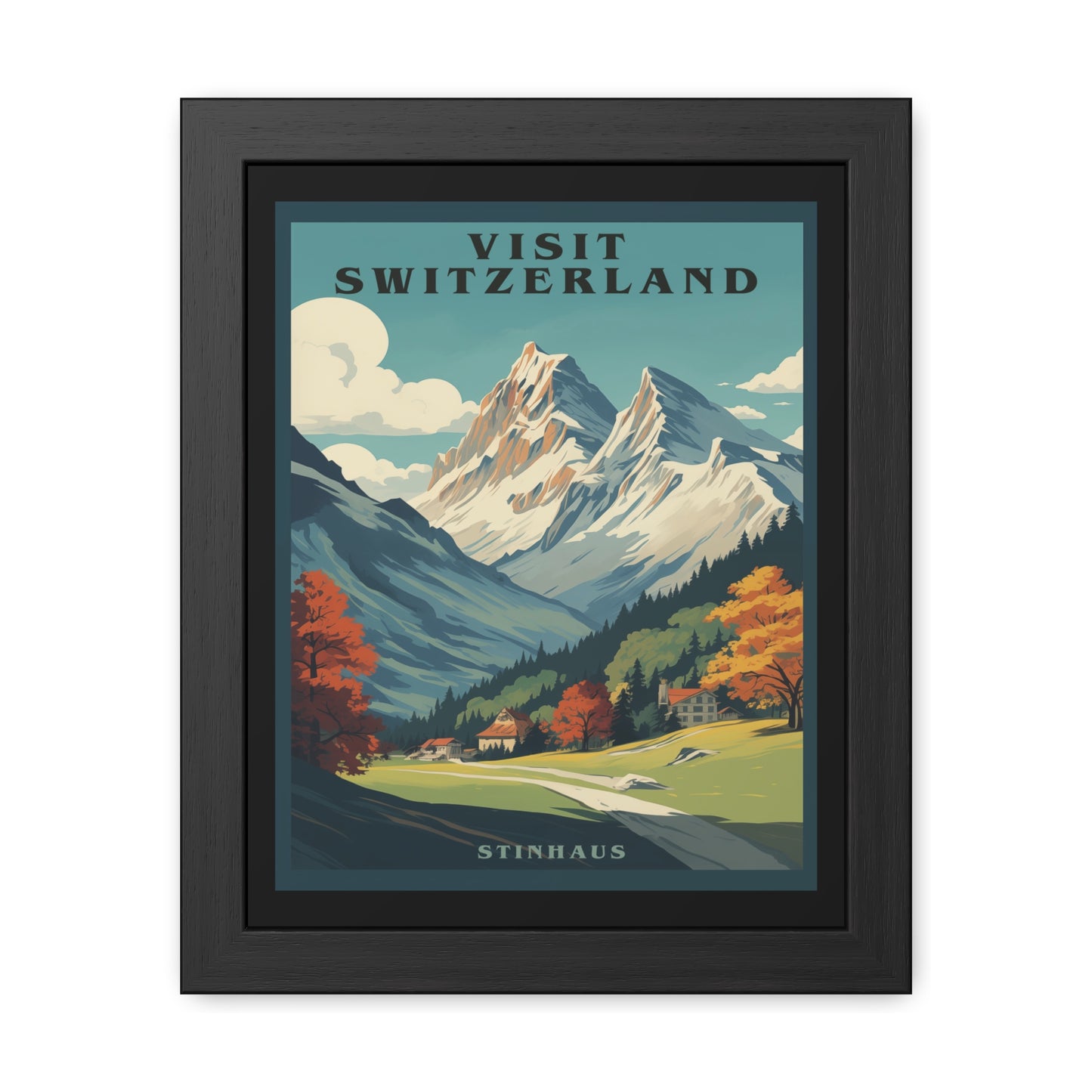 Vintage Swiss Travel Poster - 'Visit Switzerland' Stinhaus Scenic Artwork Framed Posters