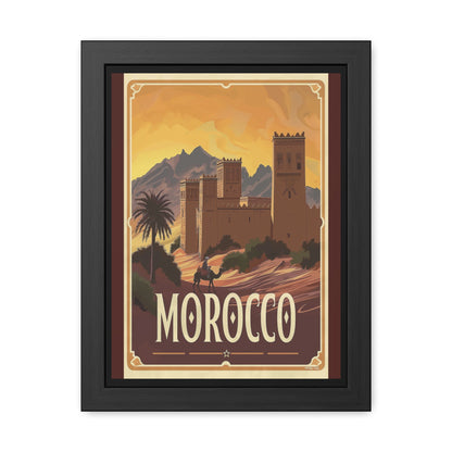 Vintage Morocco Travel Poster — “Golden Desert Evenings” | Framed Wall Art by Vintageanna