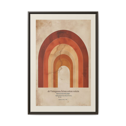 Framed Matte Canvas Wall Art - Retro Rainbow Design