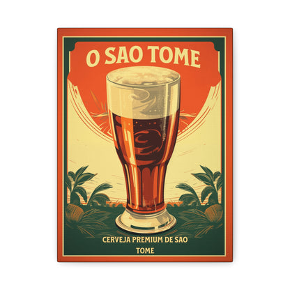 "Vintage São Tomé Beer Poster - Premium Cerveja de São Tomé Frameless Stretched Matte Canvas"