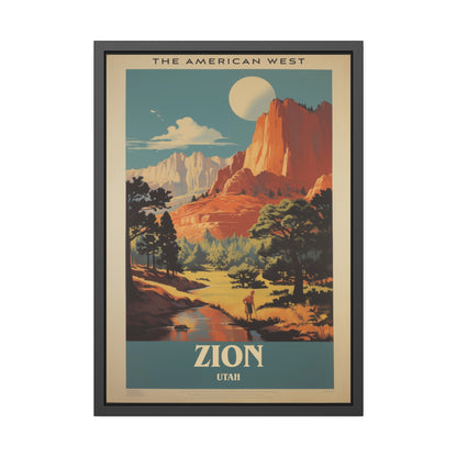 Zion National Park Vintage Travel Poster — Framed Paper Poster