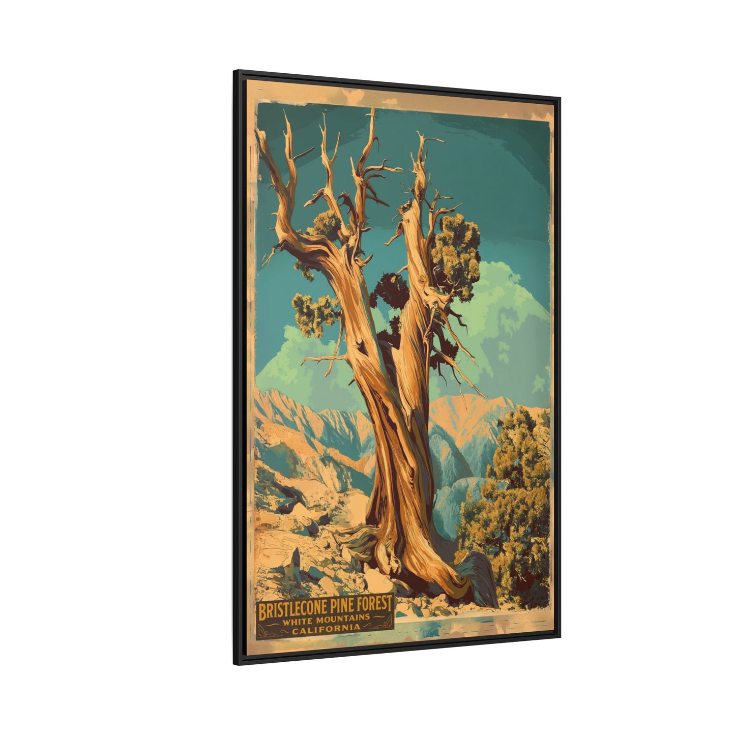 Bristlecone Pine Forest Vintage Travel Poster — Framed Matte Canvas Wall Art