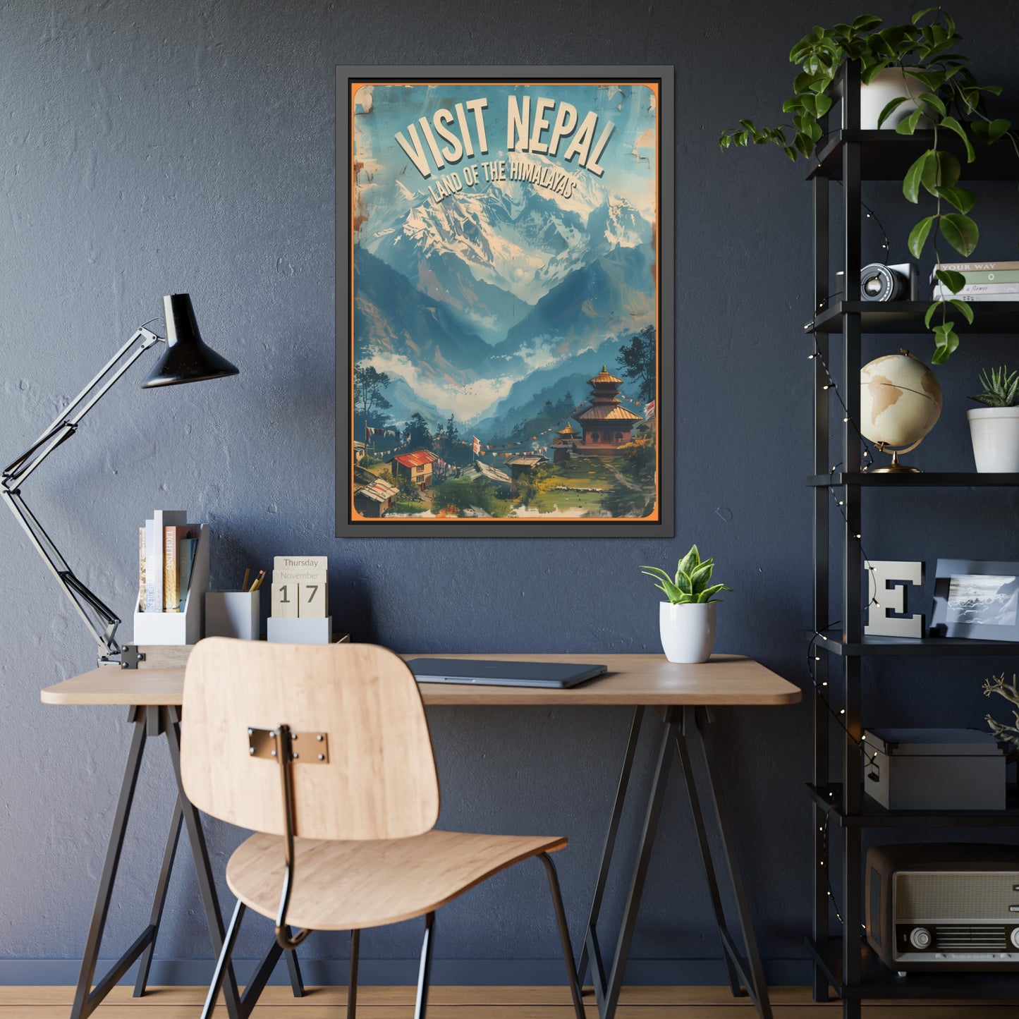 Visit Nepal Vintage Travel Poster — Framed Paper Poster