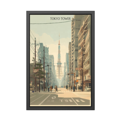 Tokyo Tower Framed Poster — Vintage Cityscape Wall Art