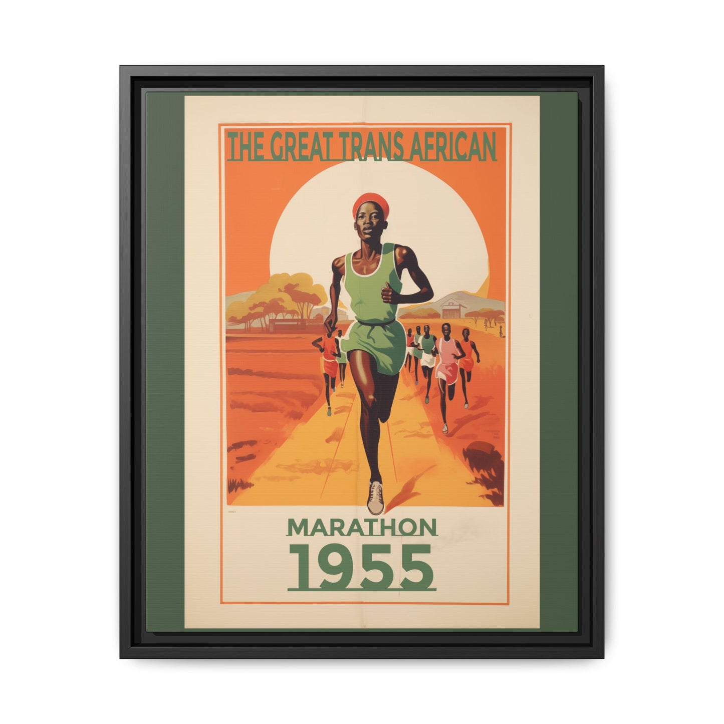 "The Great Trans African Marathon – 1955 Vintage Sports Canvas" Matte Canvas, Black Frame