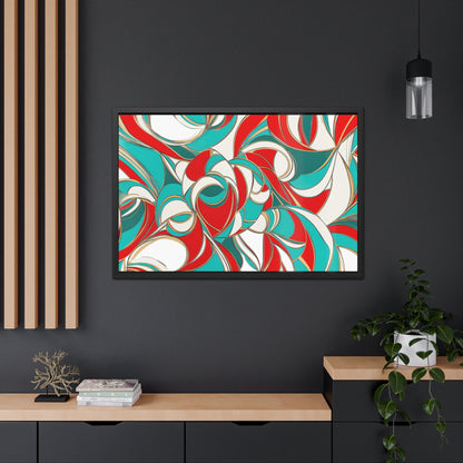 Modern Abstract Framed Poster, Red and Blue Wall Art, Geometric Decor for Contemporary Homes