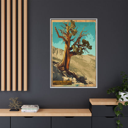 Bristlecone Pine Forest Framed Canvas Print — Vintage National Park Travel Poster