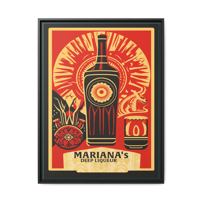 "Vintage Mariana's Deep Liqueur Artwork - Matte Canvas Wall Art with Black Frame" Matte Canvas, Black Frame
