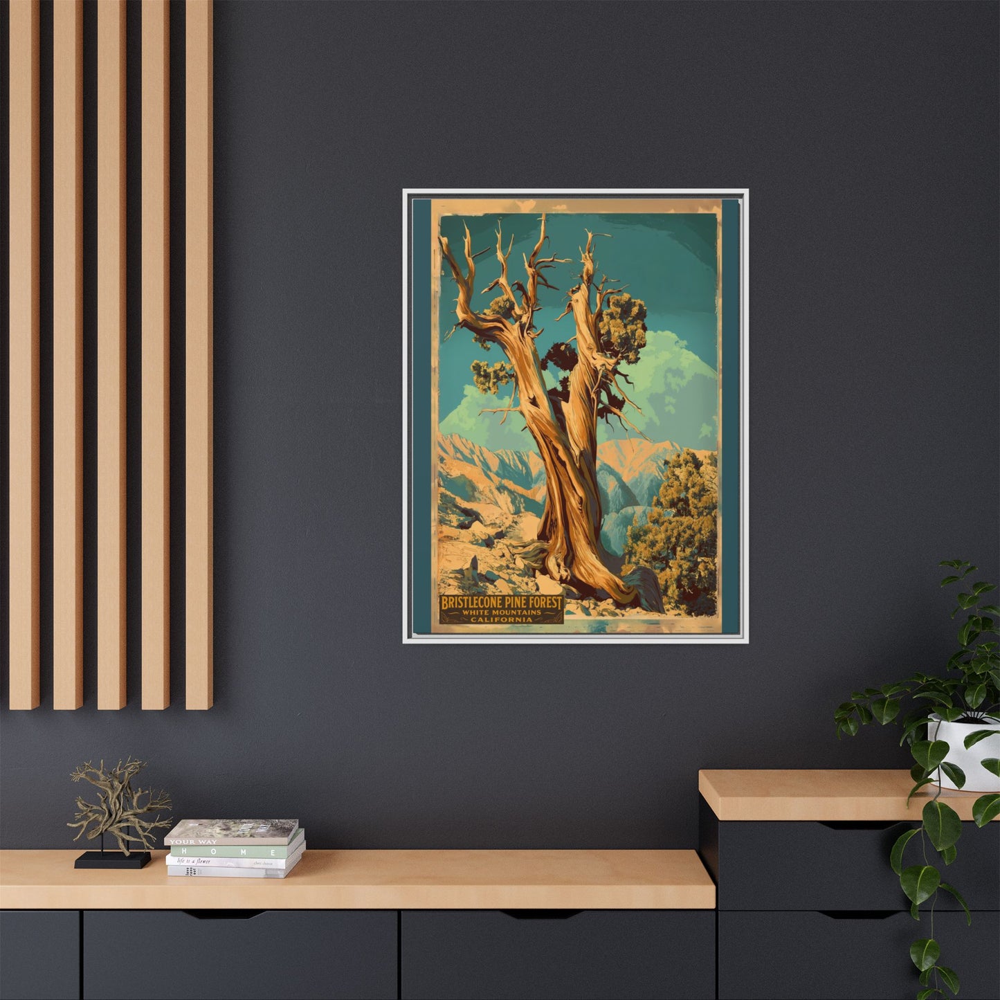 Bristlecone Pine Forest Vintage Travel Poster — Framed Matte Canvas Wall Art