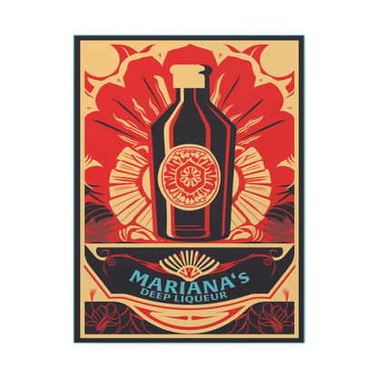 "Vintage Mariana's Deep Liqueur Bottle Poster - Frameless Stretched Matte Canvas Wall Art" Matte Canvas, Stretched, 1.25"
