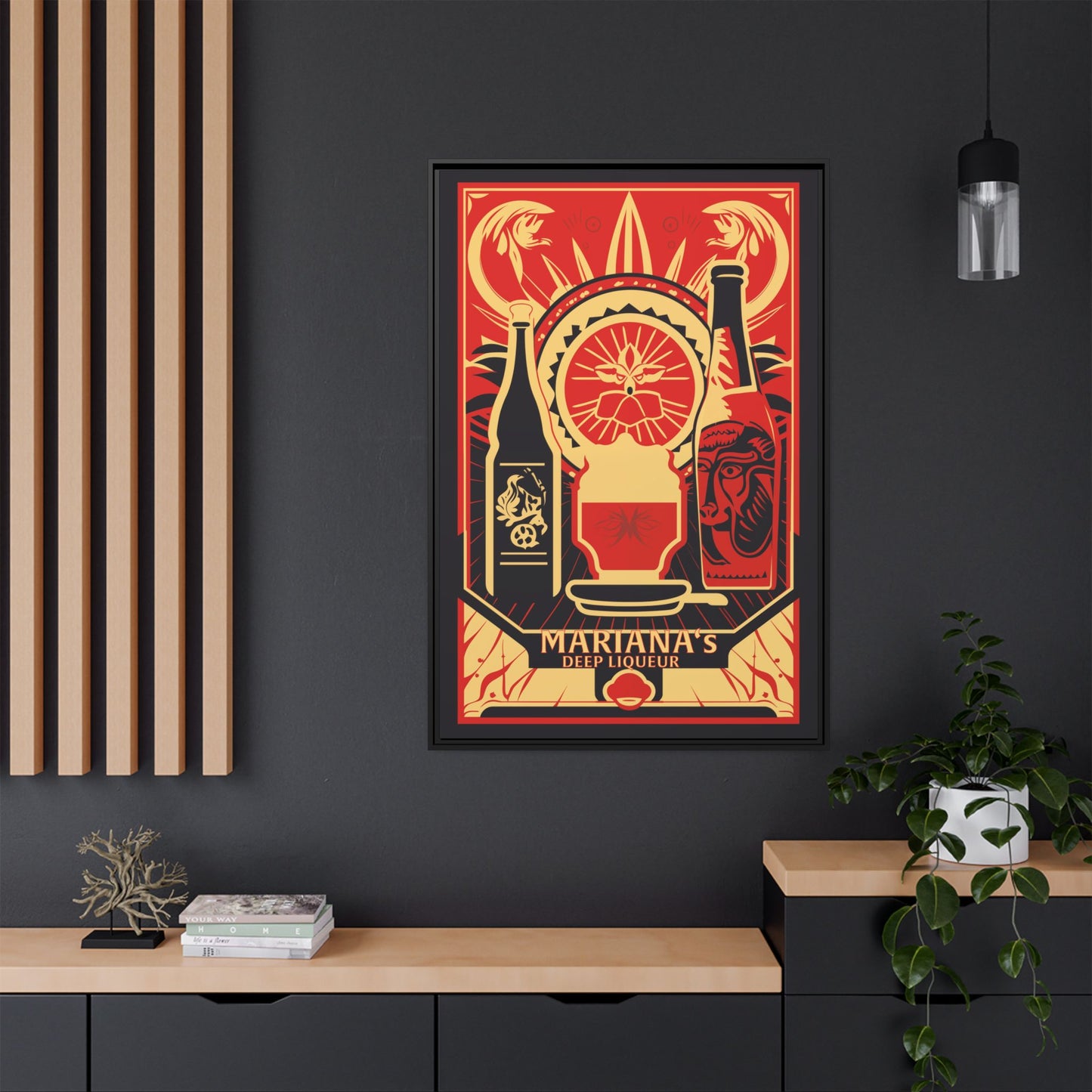 "Vintage Mariana's Deep Liqueur Poster - Matte Canvas Wall Art with Black Frame" Matte Canvas, Black Frame