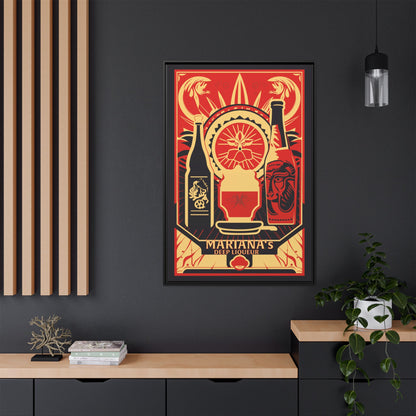 "Vintage Mariana's Deep Liqueur Poster - Matte Canvas Wall Art with Black Frame" Matte Canvas, Black Frame